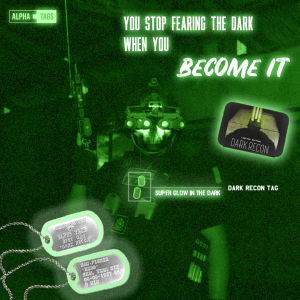 kalung tentara custom gambar + nama GRATIS glow in the dark  / Dark RECON
