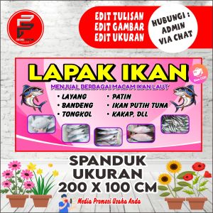 Spanduk Jual Ikan / Banner Jual Ikan Laut / Spanduk Jual Ikan Laut / Spanduk Ukuran 2x1 m Bisa COD