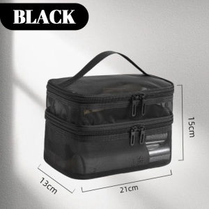 Double Layer Cosmetic Bag Make Up Storage Travel Cosmetic Bag Beg Wanita Kosmetik Beg Mesh Pouch Travel Organizer 化妆包