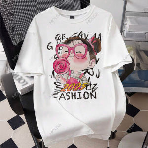 oversized Fashion2025 Printed Tshirt เสื้อสไต์ฤดูร้อน การ์ตูน เสื้อยืด cotto100% ใส่สบาย 68087#