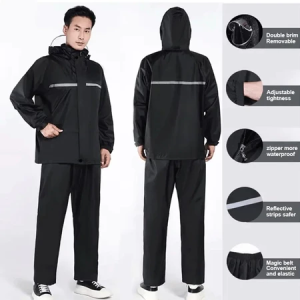 Raincoat Set for Motorcycle Riders | Waterproof Reflective Kapote rain coat for Men Women One Size