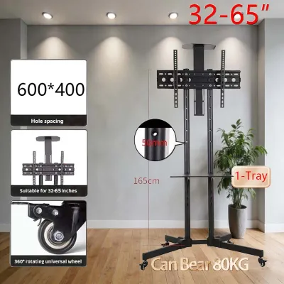 JAE KO 32/65/75/85 Inch Universal TV Stand Floor Stand LCD Movable TV Bracket Base with Tray Can Angle Adjustable 15 °