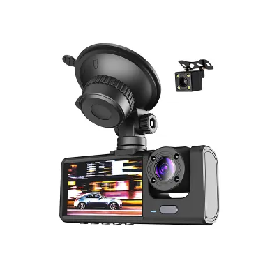 24 Hours Record HD 1080P 3 Lens Car Camera Dash Cam 170° for Car Front/Interior/Back Night Vision Parking DVR Driving Video Recorder