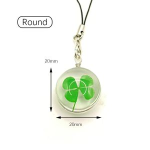 Green Lucky Four Leaf Clover Keychain Lucky Clover Phone Lanyard Glass Pendant Keyring Accessories Gifts for Womens Handbag