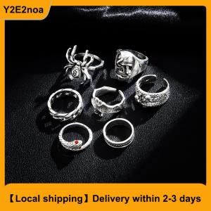 【Local shipping】 7Pcs set Punk Snake Rings For Women Gothic Spider Men Fashion Jewelry Gifts Accessories