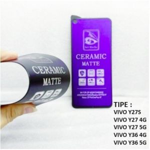 VIVO Y18 Y28 Y27S Y27 4G Y27 5G Y36 4G Y36 5G ANTI GORES CERAMIC BLUE LIGHT ANTI RADIASI PLASTIK MIKA LENTUR TEMPERED ANTI PECAH