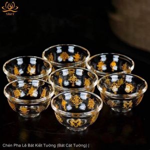 Chén Pha Lê Bát Kiết Tường (Bát Cát Tường) Chén Cúng Dường