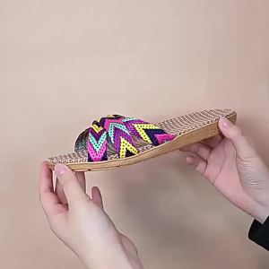 New Summer Linen Slippers For Women Breathable Home Slippers For Couples Indoor Silent And Lightweight Slippers
