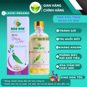 Tinh dầu tràm Hoa Nén 100ml nguyên chất được ngâm thêm củ Nén - Dầu tràm giúp giữ ấm phòng ho sỗ mũi cảm lạnh cho bé hiệu quả. Tinh dầu tràm Huế.