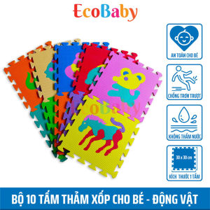 Bộ 10 tấm Thảm xốp ECOBABY cho bé thảm chơi lót trải sàn trò chơi lắp ghép xếp hình đồ chơi cho bé kèm quà tặng – 30x30cm - Hình thú