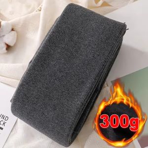 Winter Warm Thermal Fleece Lined Oat Grey Pantyhoses Comfort Japanese Ribbed Cotton Tight Velvet Plush Soft Non Pilling Leggings