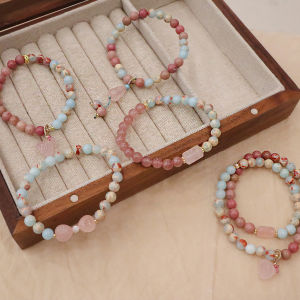 Natural Rose Quartz and Natural Stone Bracelet for Womens Fashion