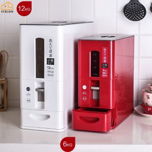 Vision Kitchen Hộp Đựng Gạo Có Thể Đo Được Hộp Đựng Hạt Chống Côn Trùng Hộp Đựng Bột Chống Ẩm Hộp Chứa Có Bánh Xe PP Chất Liệu An Toàn 6KG 12KG