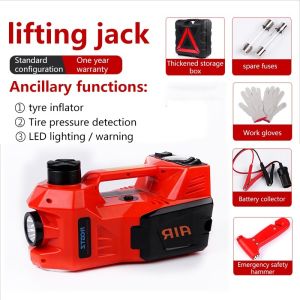 CHUANGCHAO 4 in1 Car Electric Jack SUV High Machine 12V 5T 45CM Car Jack Car Electric Jack Hydraulic Jack Car Jack Air Compressor Electric Wrench Safety Hammer Combination Eight-piece Set Car Repair Tools for Cars and SUV