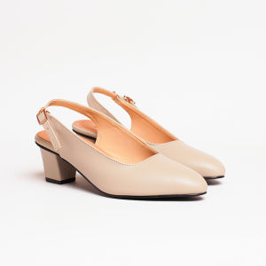 Heels Pesta Tinggi 5cm / Size 35 45 JUMBO / Sepatu Bustong Mules Krem Tali Lancip Hak Tebal