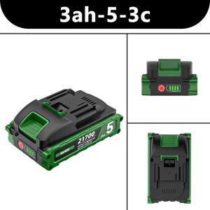 Batterie 21700 TANZU 3000mAh avec Indicateur de charge intégré pour perceuses batterie rechargeable Li-Ion vert