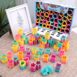 Kizimiao 48Pcs Mini Multi-Shape Rainbow Magic Springs Toys for Kids Boy Girl Birthday Party Favors Goodie Bag Pinata Fillers Gifts
