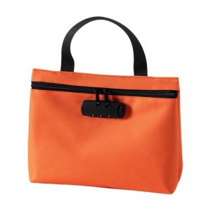 PRETTY Canvas Bill Money Bag with Lock Combination Lock Zip Closure Security Document Bag Durable Portable Portable Locking Pouch Travel