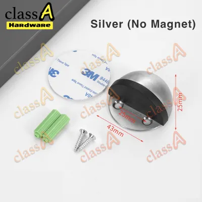 ClassAHW Half Moon Round Stainless Steel Magnetic Door Stopper Double Side Tape Floor Mounted