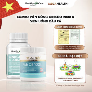 Combo Bổ Não Healthy Care Ginkgo Biloba 2000 100 Viên & Dầu Cá Herbs of Gold Fish Oil 1000 200 Viên – Hỗ Trợ Trí Nhớ Tuần Hoàn Não