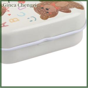 Ginca Mini Bear tin đính đồ trang sức đồng xu hộp tinplate lưu trữ trường hợp nhỏ rectanie