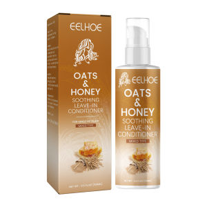 Eelhoe Oat Honey Leave-In Smoothing Conditioner Nourishing Hair And Scalp Conditioner Moisturizing Nourishing Repairing Hair Glossy Wash Free Oats Honey Soothing Hair Conditioner for Dry Hair Split Ends Hair Smoothing Lotion（100ml）