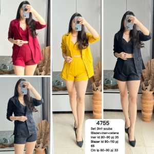 A&B | Import | Set 3in1 7731-85 scuba premium realpic fit to M | set setelan blazer+inner+celana