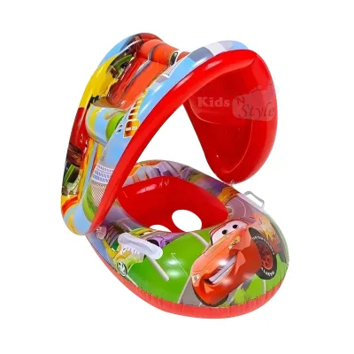 Baby Float Childrens Inflatable Swim Ring with Canopy 0-3 Years Old Baby Boat with Figure