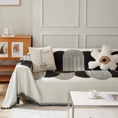 Vỏ bọc ghế sofa tua rua Bắc Âu 1/2/3/4 chỗ ngồi Chenille Four Seasons phổ thông chống trượt cho ghế sofa khăn trải ghế sofa cho phòng khách trang trí nhà cửa