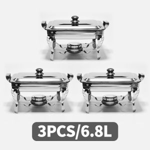 Chafing Dish Stainless Steel 6.8L Food Warmer Buffet With Fuel Alcohol Holder Chafing Dish restaurants household