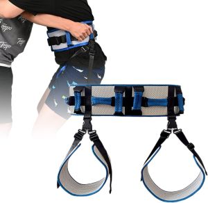 Lmaray Transfer Belt with Leg Loops and 10 Padded Handles Gait Belt Walking Assistive Device with Quick Release Metal Buckle for Elderly Seniors and Physical Therapy - 54 Inch