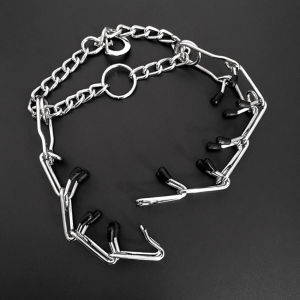 Large Big Dog Chain Training Prong Collars Adjustable Metal Dog Pinch Training Chain Metal Choker Necklace Collars With Plastic Cover Cap