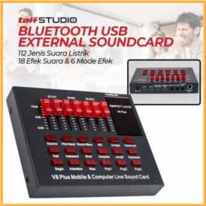 COD TaffSTUDIO Bluetooth USB External Soundcard Live Mic Headset - V8 Plus / 112 Jenis Suara Listrik 18 Efek Suara dan 6 Mode Efek / Koneksi Bluetooth / Mendukung Penggunaan Seluler atau Komputer