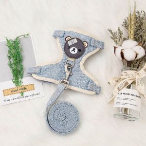 OUTOPEN Cartoon Bear Dogs Cat Accessories Pet Vest Chest Strap Dog Chain Traction Rope Dog Rope
