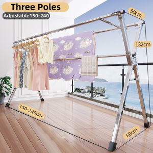 LG Jemuran Baju Besi Stainless 240CM Jemuran Baju Lipat Stainless Jemuran Hanger Jemuran Pakaian