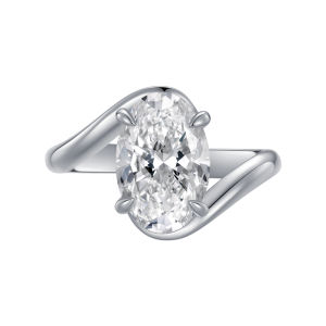 Queensun 18k Gold Lab Diamond Oval Cut Solitaire Ring | Engagement Ring、Statement Ring、Yellow Gold Ring、Minimalist Luxury Ring、Bridal Jewelry、Hidden Halo Ring 18K 黄金培育钻石椭圆钻单钻戒指 扭臂戒托 极简轻奢设计 婚礼 / 日常通勤高级感饰品 小众精致订婚戒配饰