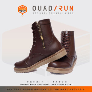 Sepatu Boots Pria Combat Kulit Tali Resleting Fashion Keren Ukuran 39-52 Ragnix QUADRUN