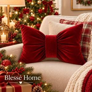 VV Bow Pillow Ribbon Pillow Christmas Pillow Cases Throw Pillow for Home Office Events Catering 18x18 inches pillow case only - high quality item - made of excellent  fabric - reversible - decorative - excellent quality - excllent quality - fabric from