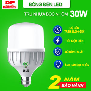 Bóng Đèn LED Trụ Nhựa Bọc Nhôm Siêu Sáng 30W - Công Suất Cao - Bảo Hành 2 Năm