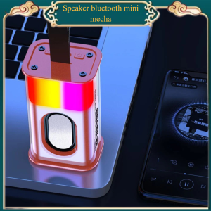 Speaker Bluetooth Mecha nirkabel daya tinggi kompatibel 5W lampu Loudspeaker Super Bass Mecha transparan untuk pesta