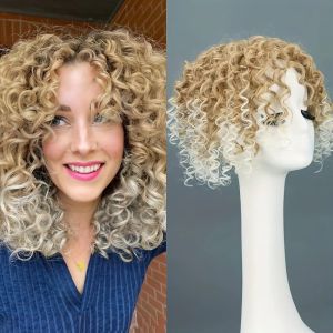 MYTHIS 8 Inch Hair Toppers Kinky Curly Fluffy Hairpieces Natural Look Clip On Hair Pieces For Thinning Hair Women