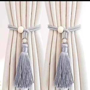 COD Over 2pcs Wood Curtain Holder with Tassel Curtain Tieback Color Wooden Bead Ties for Curtain Boho Decor