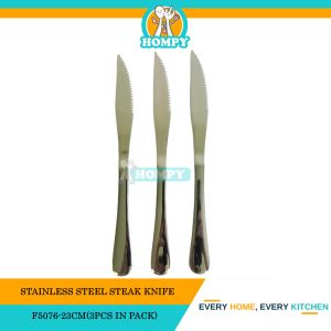 Thick Steak Knife Stainless Steel/Stainless Steel Cutlery/Stainless Steel Table Knife/Western Food Knife/ Pisau Stik 3 Pcs Pack