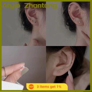 Aryio 1Pair Fashion Trendy Mini Zircon Stud Earrings For Women Girls Daily Geometry Small Earrings Ear Bone Nail Jewelry Accessories