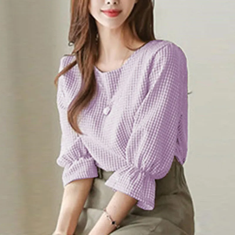 【3 Days Delivery】ZANZEA Women Fashion Short Sleeve Plaid Check Shirt Blouse  Asymmetrical Hem Loose Tops #2