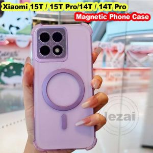 เคส Xiaomi 15 T Pro 15 T 15TPro 15Pro 14T Pro 14TPro เคสใสระบบแม่เหล็กฝาหลัง TPU แบบนิ่มกันกระแทกด้าน