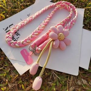 TEENI Phone Charm Flowers Phone Lanyard Crossbody Detachable Cell Phone Strap Fashion Anti-lost Phone Woven Chain Women Girls