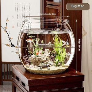 Zhan Yao Vòng bể cá nhựa khuôn đúc tích hợp kính giả chống rơi chống rơi không vỡ phòng khách để bàn nhỏ nồi sinh thái