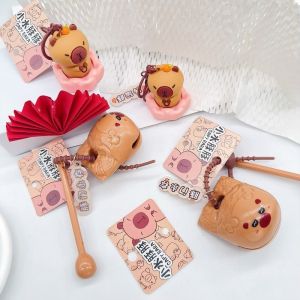 Creative Capybara Wooden Fish Toys Cute Capybara Keychain Kawaii Bag Car Key Pendant Children Adult Stress Relief Toys
