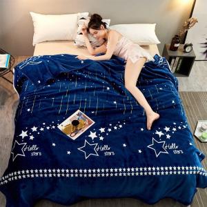 Selimut Bulu Halus Ukuran 150x200 Motif Bintang Biru Dewasa Terlaris Murah Berkualitas
